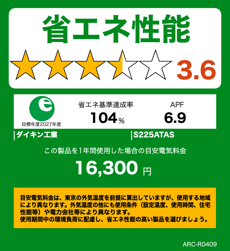 S225ATAS・ダイキンエアコン
