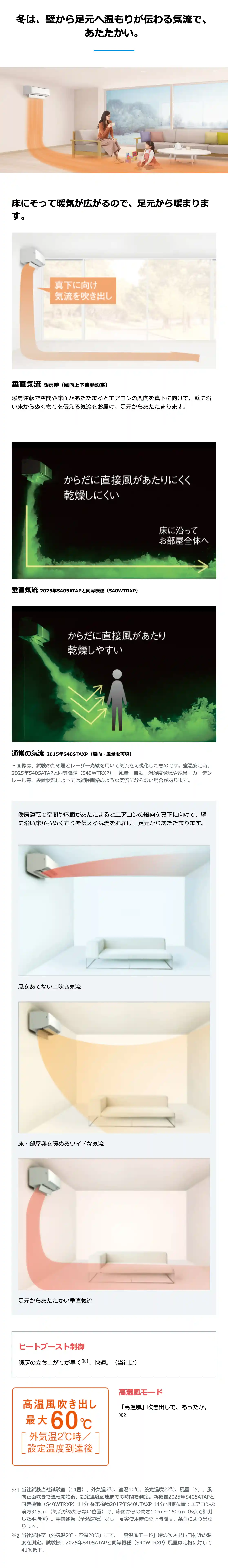 ダイキンのエアコンAXシリーズの機能・冬のぬくもり気流