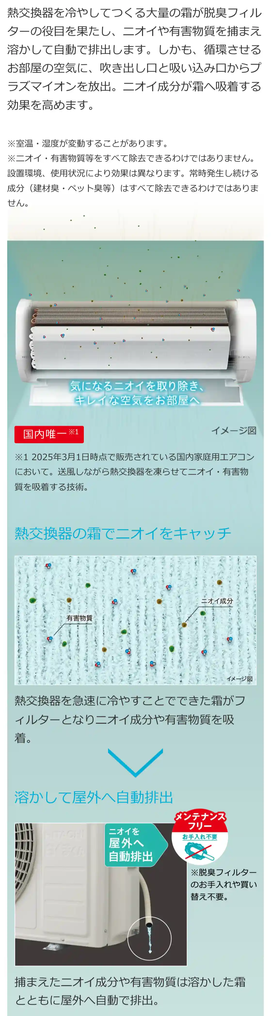 日立エアコンXシリーズの機能・凍結脱臭クリーナー