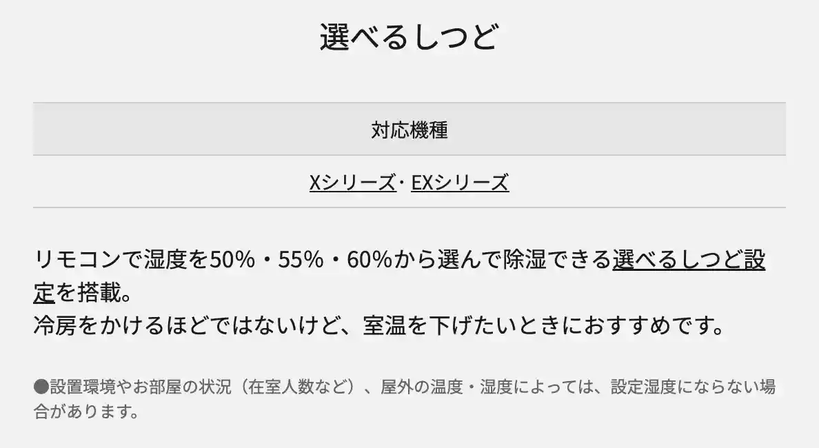 パナソニックエアコンXシリーズの機能・選べるしつど