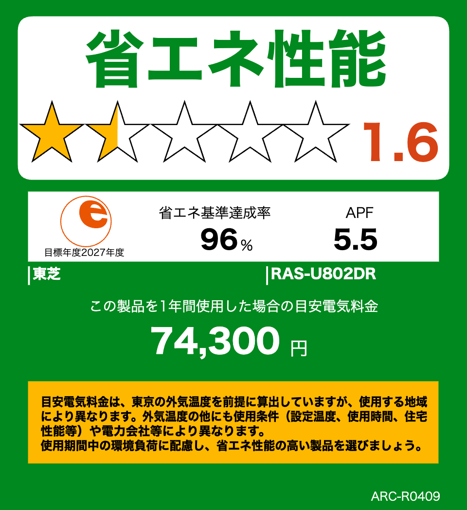 RAS-U802DR・東芝エアコン・大清快